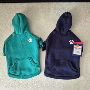 Top Paw XS Dog Sweater Hoodie Sweatshirt Blue Turquoise Paw Print Set of 2